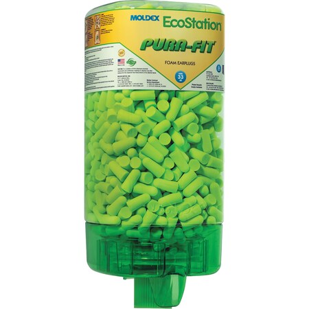 Moldex Disposable Uncorded Ear Plugs with Dispenser, Bullet Shape, 33 dB, 500 Pairs, Green 6705